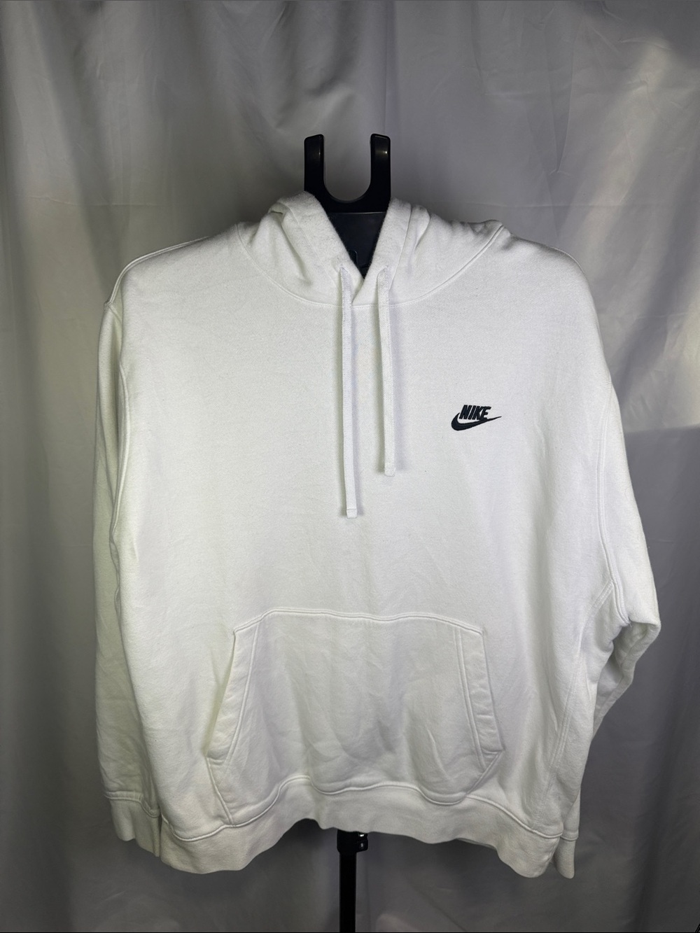 Nike White Hoodie with Black Swoosh Logo